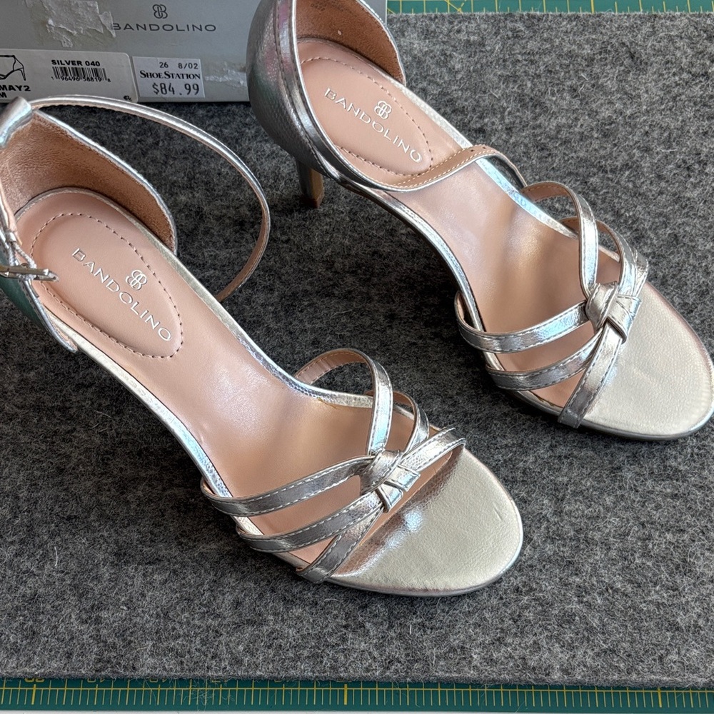 Bandolino Silver Metallic Strappy Heels